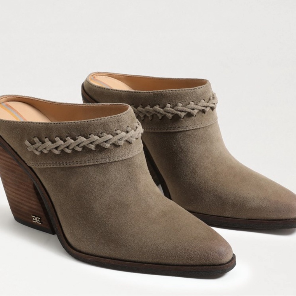 Sam Edelman Taupe Suede Braided Mule Clogs